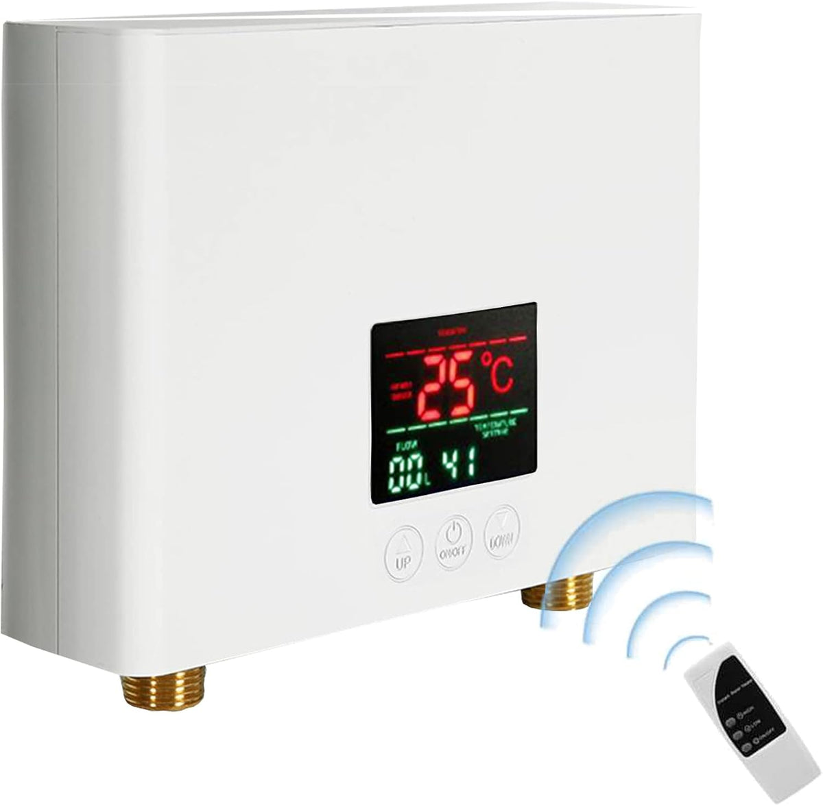 LQWY Mini Electric Tankless Water Heater 3000W 110V Instant Hot Water Heater with Remote Control Digital Display On Demand Under Sink Water Heater for Home Kitchen Sink Washing Indoor
