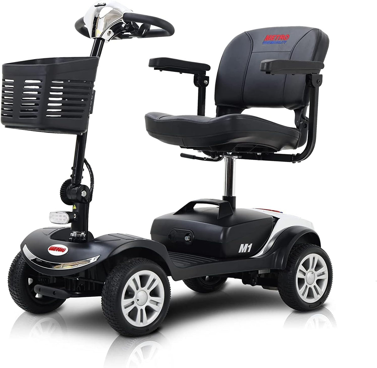 Electric Mobility Scooter for Adults and Seniors 4 Wheel Powered Mobility Scooters for Travel, Elderly – Long Range Power Extended Battery with Charger and Basket Included