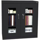 Sandusky Clear View Counter Storage Cabinet, 42H x 36W x 18D, Black
