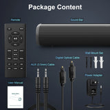 Sound Bar for TV, Bluetooth 5.0/HDMI-ARC/Optical/AUX/Coaxial/USB Wired & Wireless Connection Soundbar, Surround Sound System Smart TV Sound Bar with Built-in Subwoofers, Remote Control