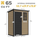 DWVO 5x3ft Resin Outdoor Storage Shed with Floor, Waterproof Lockable Storage Shed with Window, Plastic Outside Tool Storage for Garden, Backyard, Patio, Lawn, Gray