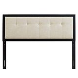 Modway Draper Tufted Queen Fabric and Wood Headboard – Walnut Charcoal