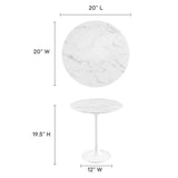 Modway Lippa 20 Round Artificial Marble Side Table in White White