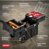 Keter Masterloader Resin Rolling Tool Box with Locking System and Removable Bins ?C Perfect Organization and Storage Chest for Power Drill, Tape Measure, and Screwdriver Set, Black