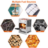 Folding Wood Burning Camp Stove, iMounTEK Small Portable Stainless Steel Backpacking Stove Outdoor Cooking Tents Heating Hiking Survival, Mini BBQ Stove with Carry Bag