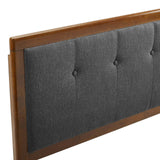 Modway Draper Tufted Queen Fabric and Wood Headboard – Walnut Charcoal