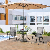 Yaheetech Patio Dining Chairs Set of 4 with Armrests, Outdoor Folding Chairs with Metal Frame and Backrest for Lawn, Garden, Yard and Poolside, Black