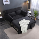 3 in 1 Sleeper Sofa Bed, Futon Sofa Bed for Living Room with Side Pocket, Black Sleepers Sofa Couch with Pullout Bed, Convertible Love Seat Sleepers Bed for Living Room, Bedroom, Small Space