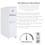 Spirich Home Slim Bathroom Storage Cabinet, Free Standing Toilet Paper Holder, Bathroom Cabinet Slide Out Drawer Storage,White
