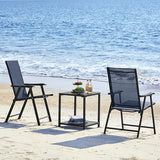 Yaheetech Patio Dining Chairs Set of 4 with Armrests, Outdoor Folding Chairs with Metal Frame and Backrest for Lawn, Garden, Yard and Poolside, Black