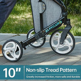 ELENKER 3 Wheel Walkers for Seniors, 3 Wheeled Rollator with 10?? Wheels, Narrow Walkers for Small Spaces, Compact Folding, Ideal for Traveling, Blue
