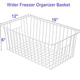 Freezer Wire Baskets, Kitchen Storage Organizer Bins for Chest and Upright Freezer, Refrigerator Dividers Containers with Handles – Pearl White (3)