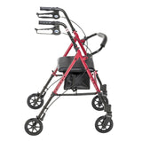 Drive Medical Adjustable Height Aluminum Frame Rollator with 6 Inch Casters, Red?? Last Day For Clearance