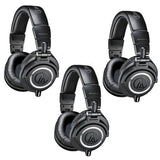 Audio-Technica ATH-M50x Professional Monitor Headphones, Black, 3 Pack