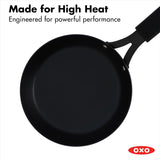 OXO Obsidian Pre-Seasoned Carbon Steel, 12 Wok Pan with Removable Silicone Handle Holder, Induction, Oven Safe, Black