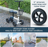 RINKMO Knee Scooter,All-Terrain Foldable Knee Scooter Walker Economical Knee Scooters for Foot Injuries Best Crutches Alternative (White+Blue)