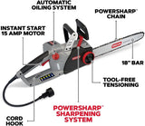 Oregon CS1500 18-inch 15 Amp Self-Sharpening Corded Electric Chainsaw, with Integrated Self-Sharpening System (PowerSharp), 2-Year Warranty, 120V, Grey, Black