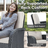 Patio Wicker Chairs Swivel Rocker – Outdoor Swivel Rocking Chairs Set of 2 with Rattan Side Table, Patio Swivel Glider Chair 3 Piece Patio Furniture Sets for Deck Porch Pool Brown/Blue