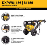 DEWALT 4400 PSI 4.0 GPM Gas Cold Water Pressure Washer with 420cc Engine DXPW61156