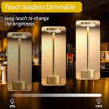 Cordless Table Lamp, Portable Rechargeable Bedside Lamp, Touch Stepless Dimmable Desk Lamp, for Home Bedroom Hotel Restaurant Bar Outdoor, 2 Pack, Gold