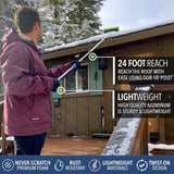EVERSPROUT Never-Scratch SnowBuster 7-to-24 Foot (Up to 30 Ft Standing Reach) | Pre-Assembled Extendable Roof Rake for Snow Removal | Heavy-Duty Aluminum, Soft Foam Pad | Exclusive Push/Pull Design