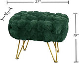 Pink Soft Faux Ottoman Fuzzy Entryway Bench Seat 27x20x19 Sturdy Accent Coffee Table for Living Room Make up Vanity Fluffy Shoe Stool with Golden Legs for Bedroom Closet F