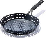 OXO Obsidian Pre-Seasoned Carbon Steel, 12 Wok Pan with Removable Silicone Handle Holder, Induction, Oven Safe, Black