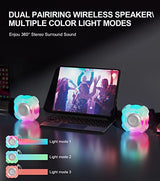 Waterproof Bluetooth Speaker IPX7, Shower Speaker with Dynamic Lights, TWS Mode, Loud Stereo Sound, Robust Bass, Portable Wireless Speaker with 24H Playtime for Kayak, Beach/Trip/Gifts for Unisex