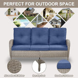 Patio Wicker Chairs Swivel Rocker – Outdoor Swivel Rocking Chairs Set of 2 with Rattan Side Table, Patio Swivel Glider Chair 3 Piece Patio Furniture Sets for Deck Porch Pool Brown/Blue