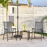 Yaheetech Patio Dining Chairs Set of 4 with Armrests, Outdoor Folding Chairs with Metal Frame and Backrest for Lawn, Garden, Yard and Poolside, Black