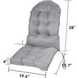 Adirondack Chair Cushion, High Back Indoor Outdoor Patio Tufted Lounge Cushion, Waterproof & Uv-Resistant Seat Pads for Patio Lawn Furniture,Gray