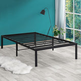 PrimaSleep 18 Inch Tall Heavy Duty Steel Slat Bed Frame/Anti-Slip Support/Easy Assembly Mattress Foundation/No Noise/No Box Spring Needed/Full/Black