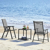 Yaheetech Patio Dining Chairs Set of 4 with Armrests, Outdoor Folding Chairs with Metal Frame and Backrest for Lawn, Garden, Yard and Poolside, Black