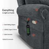 MCombo Triple Motor Power Lift Recliner Chair with Massage and Lumbar&seat Heating, Rolled Arms, Adjustable Headrest for Elderly People, Fabric 7888 (Coffee, Medium)