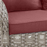 Patio Wicker Chairs Swivel Rocker – Outdoor Swivel Rocking Chairs Set of 2 with Rattan Side Table, Patio Swivel Glider Chair 3 Piece Patio Furniture Sets for Deck Porch Pool Brown/Blue
