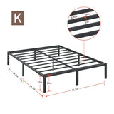 PrimaSleep 18 Inch Tall Heavy Duty Steel Slat Bed Frame/Anti-Slip Support/Easy Assembly Mattress Foundation/No Noise/No Box Spring Needed/Full/Black