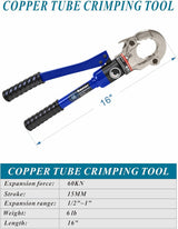 AMZCNC Copper Tube Fittings Hydraulic Pipe Crimping Tool with 1/2,3/4 and 1 Jaw Copper Pipe Propress Crimper Pressing Pliers