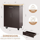 Shintenchi Kitchen Island Cart with Storage,Rolling Side Table on Wheels with Large Worktop, Cabinet,Towel Rack and Drawers for Kitchen,Dinning Room, White