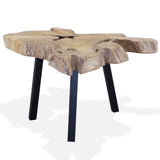 Dcenta Coffee Table, Genuine Teak Tabletop Wood Sofa and Couch End Side Table with Steel Legs for Living Room, Home Furniture 31.4 x 27.5 x 14.9 Inches (L x W x H)
