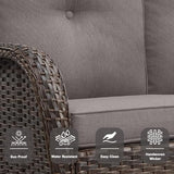 Patio Wicker Chairs Swivel Rocker – Outdoor Swivel Rocking Chairs Set of 2 with Rattan Side Table, Patio Swivel Glider Chair 3 Piece Patio Furniture Sets for Deck Porch Pool Brown/Blue