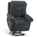 MCombo Triple Motor Power Lift Recliner Chair with Massage and Lumbar&seat Heating, Rolled Arms, Adjustable Headrest for Elderly People, Fabric 7888 (Coffee, Medium)