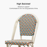 PURPLE LEAF French Counter Height Bar Stool Set of 2 25 White Print Finish Patio Bar Chairs with Back Rattan Bar Chairs French Bistro Set for Kitchen Outdoor Counter Stool Colorful