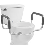 Vive Toilet Seat Risers for Seniors (Raised with Handles) Grab Bar Seat for Seniors – Options for Elongated & Standard Bowls – Elderly Handicap Medical Hip Replacement Surgery Lift, Easy Clean, White