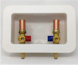 OUTLET BOX and VALVES WITH WATER HAMMER ARRESTOR 1/2 F1807 PEX x 3/4 MHT Hose Male Connector Washing Machines Assembly Kit Long Shank Lead Free Easy Shutoff Hookup with Copper Risers