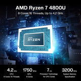 Beelink SER4 Ryzen Mini PC Windows 11 AMD Ryzen 7 4800U(7nm, 8C/16T)up to 4.2GHz, 32GB DDR4 RAM 512GB NVME SSD, 4K@60Hz Triple Display Dual HDMI+Type-C, Support 57W Mini Gaming Computer WiFi 6E BT5.0