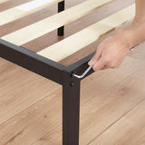 PrimaSleep 18 Inch Tall Heavy Duty Steel Slat Bed Frame/Anti-Slip Support/Easy Assembly Mattress Foundation/No Noise/No Box Spring Needed/Full/Black