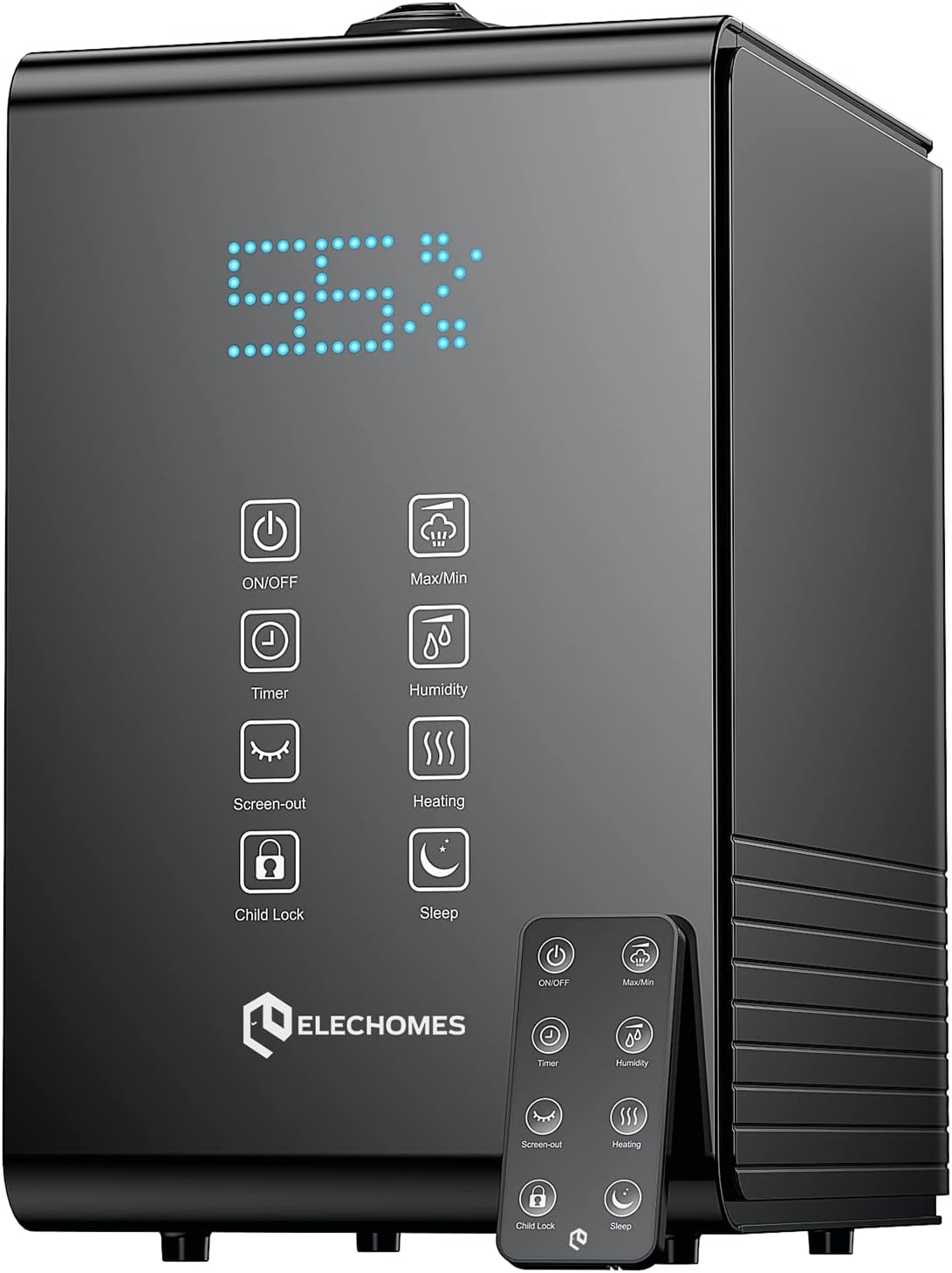 Elechomes SH8820 Humidifier, 5.5L Top Fill Warm and Cool Mist Humidifiers for Large Room Bedroom Plants with Remote Control, 20db Ultra Quiet, LED Display, 600ml/h Max Humidity, Auto Shut-off, Black