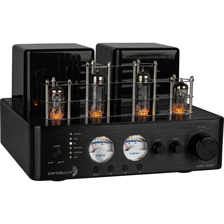 Dayton Audio HTA100BT Hybrid Stereo Tube Amplifier with Bluetooth USB AUX Phono in SUB Out 100W 2024 Best Sellers