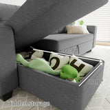 Sleeper Sofa Pull Out Couch with Storage Chaise Lounge Convertible Sectional Sofa L-Shape Modern Fabric Sofa Bed for Living Room, Apartment, Small Spaces, Dark Gray