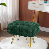 Pink Soft Faux Ottoman Fuzzy Entryway Bench Seat 27x20x19 Sturdy Accent Coffee Table for Living Room Make up Vanity Fluffy Shoe Stool with Golden Legs for Bedroom Closet F